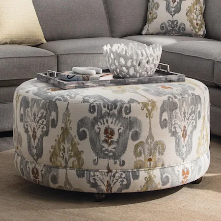 Round Contemporary Ottoman with Casters